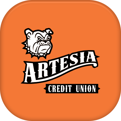 Bulldog head with Artesia Credit Union written below